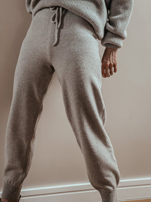 Cashmere-Blend Light-Grey Knitted Jogger