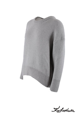Kašmira maisījuma liela izmēra džemperis gaiši pelēkā krāsā