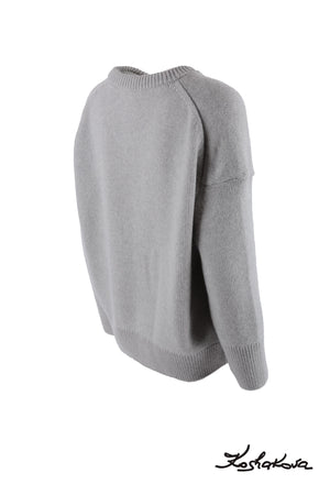 Cashmere-Blend Oversize Sweater In Light-Grey Color