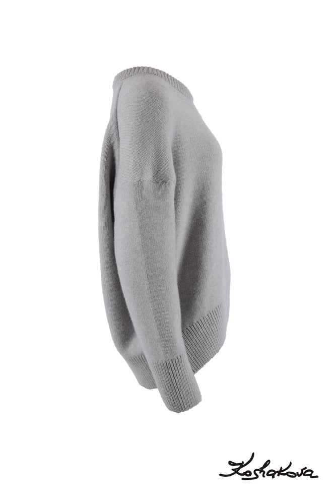 Kašmira maisījuma liela izmēra džemperis gaiši pelēkā krāsā