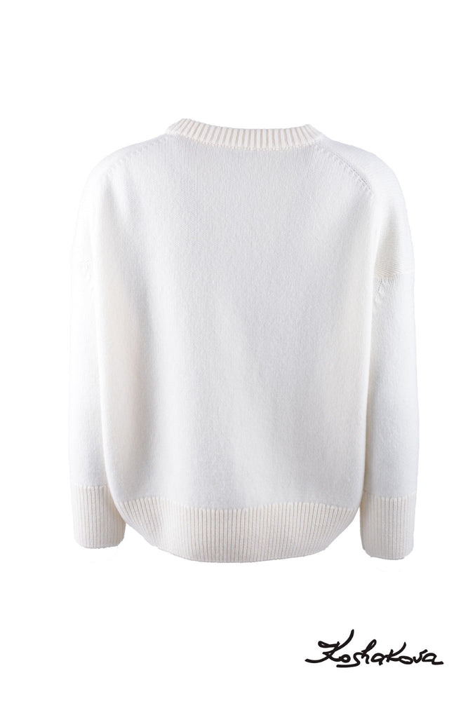 
            
                Load image into Gallery viewer, Merino Wool White Oversized Sweater
            
        