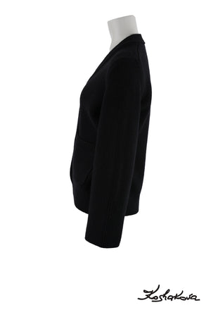 Merino Wool Black Hourglass Silhouette Cardigan