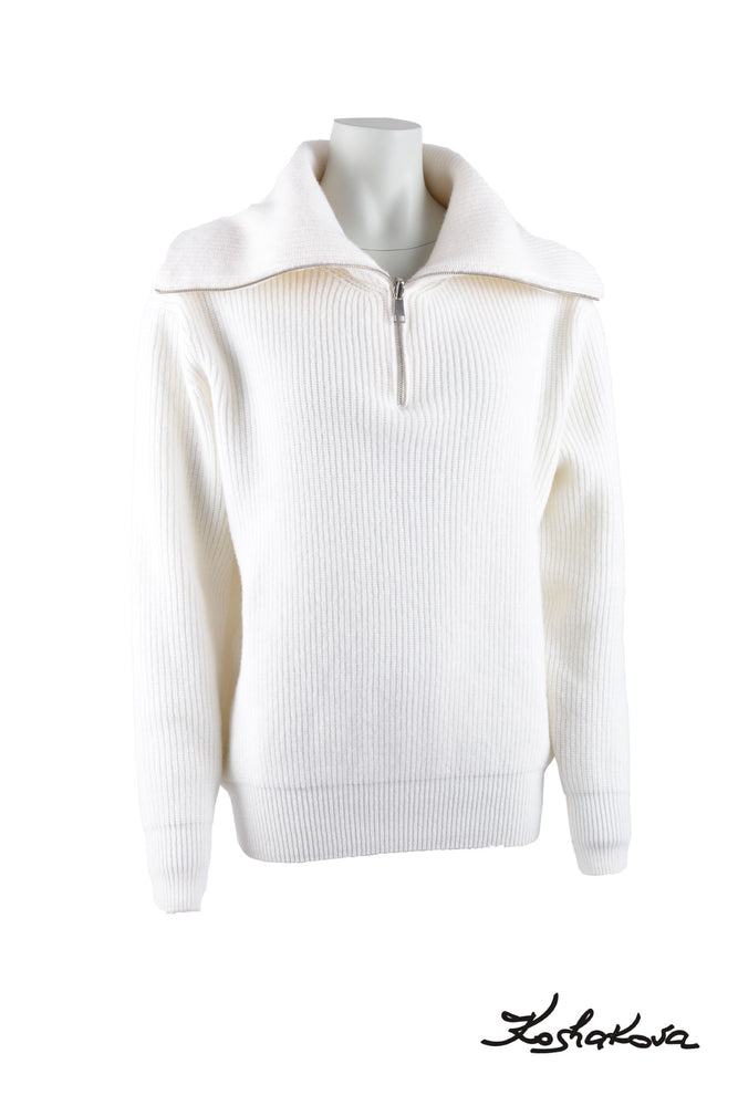 Polo White Sweater With A Zip
